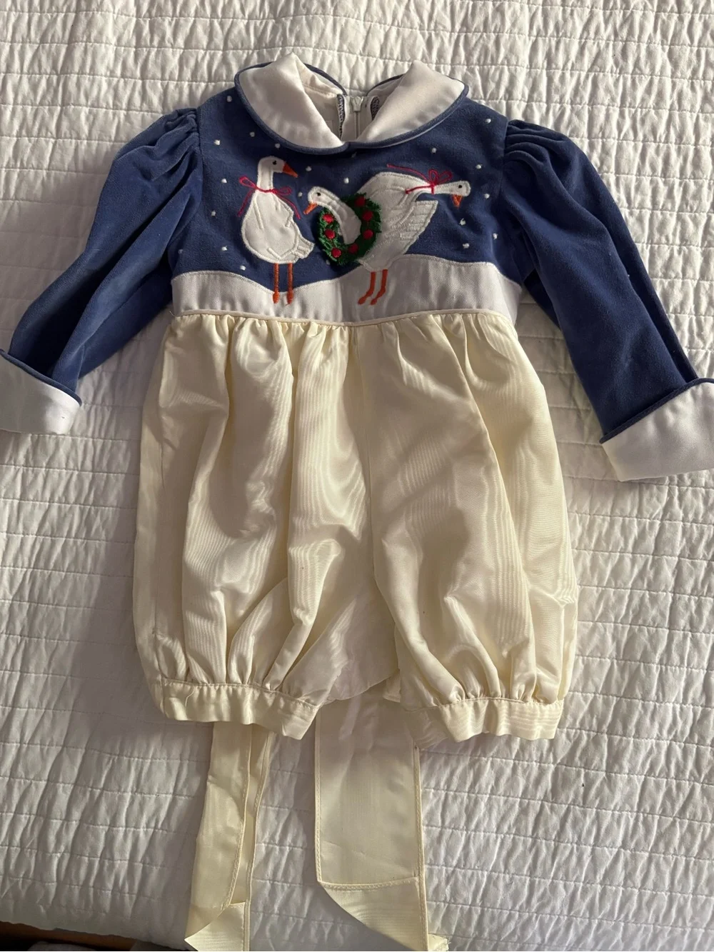 THE LILAC BUSH Junpsuit Romper Velvet Taffeta Xmas Vintage Infant Sz Small 3-6mo